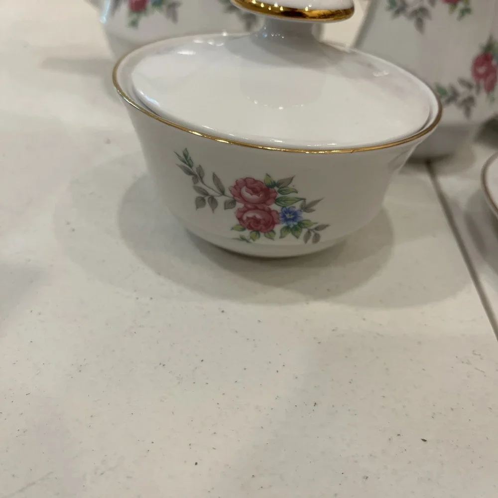 JLMENAU Graf Von Henneberg Childrens Doll Floral Porcelain Tea Set Teapot 6 Cups